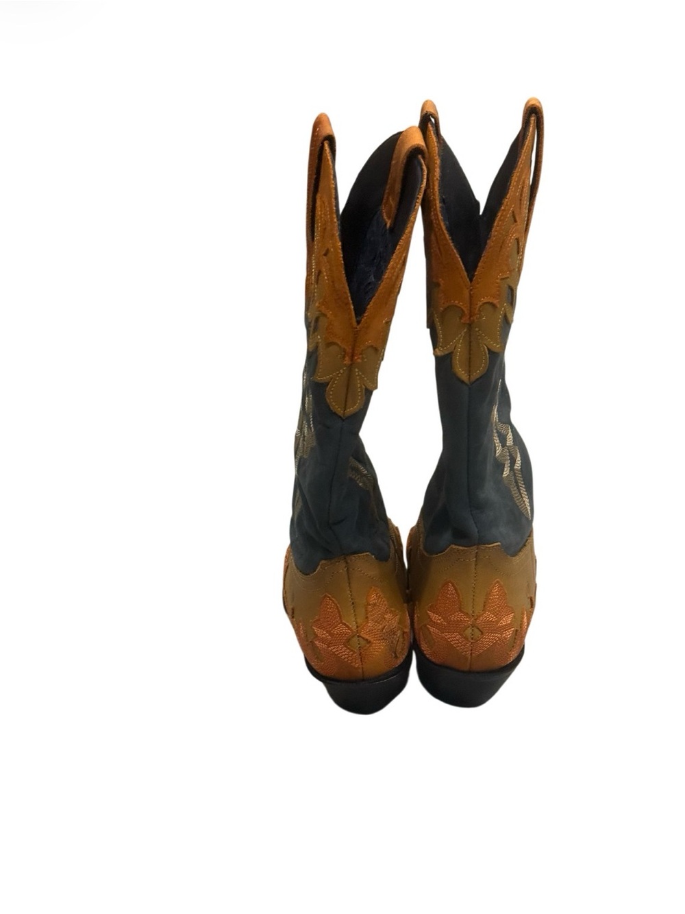 Dingo Holy Roller Cowboy Boots Black Orange Yellow Leather Western 9.5 - Picture 5 of 10